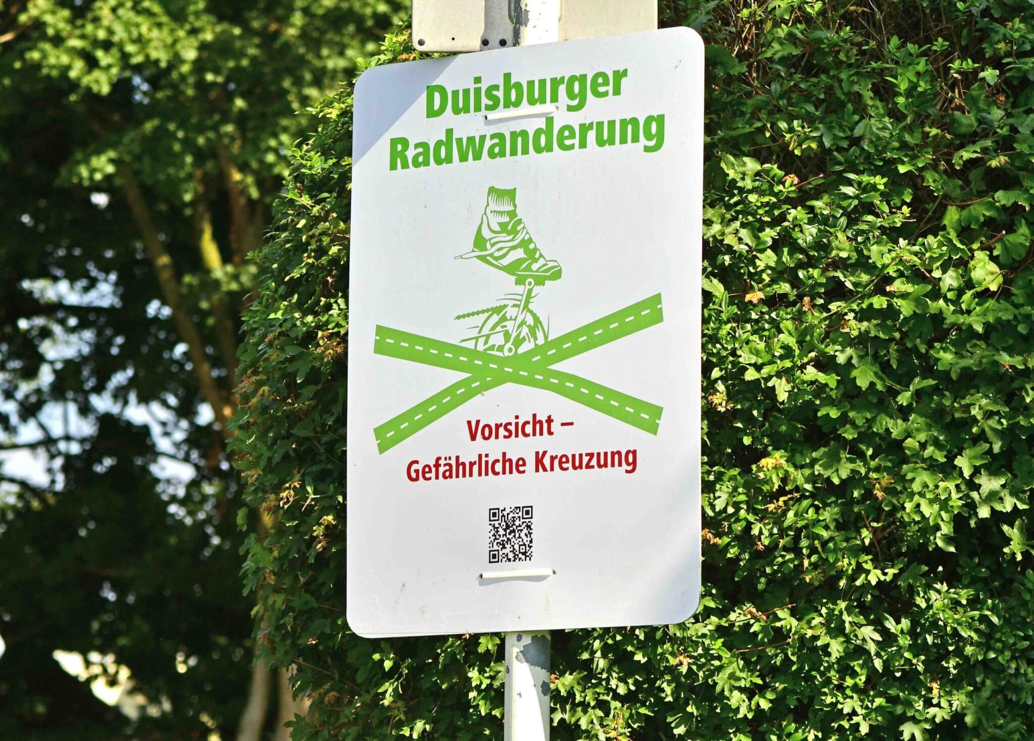 Beschilderung zum Radwandern in Duisburg