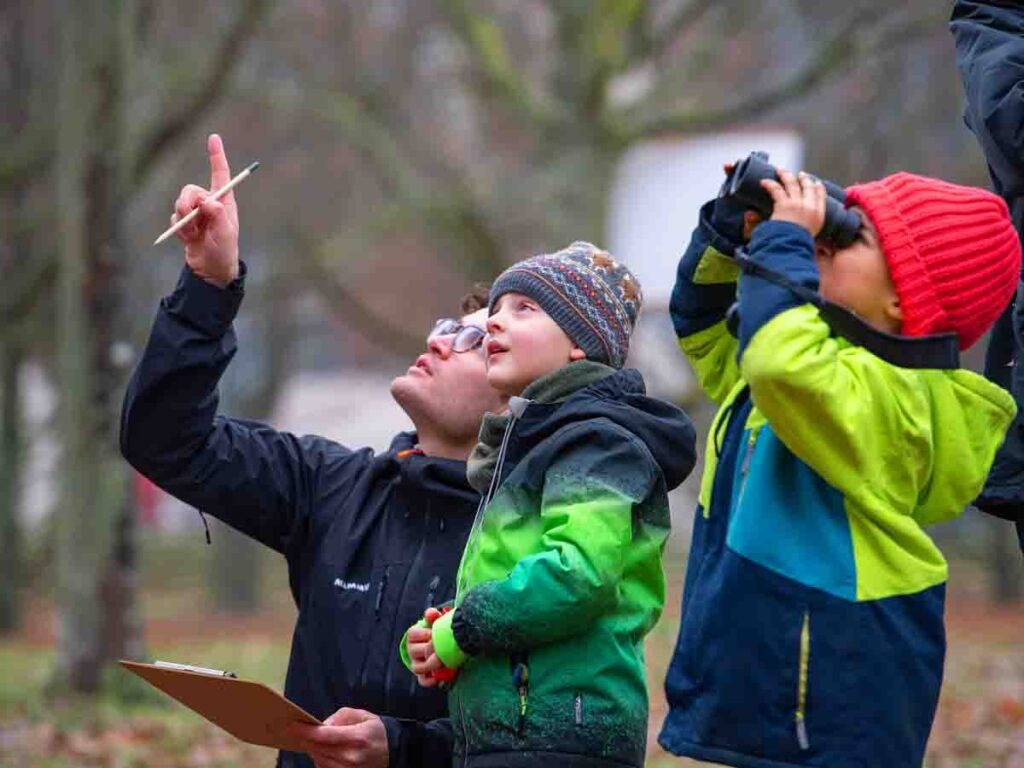 Familie zählt Vögel