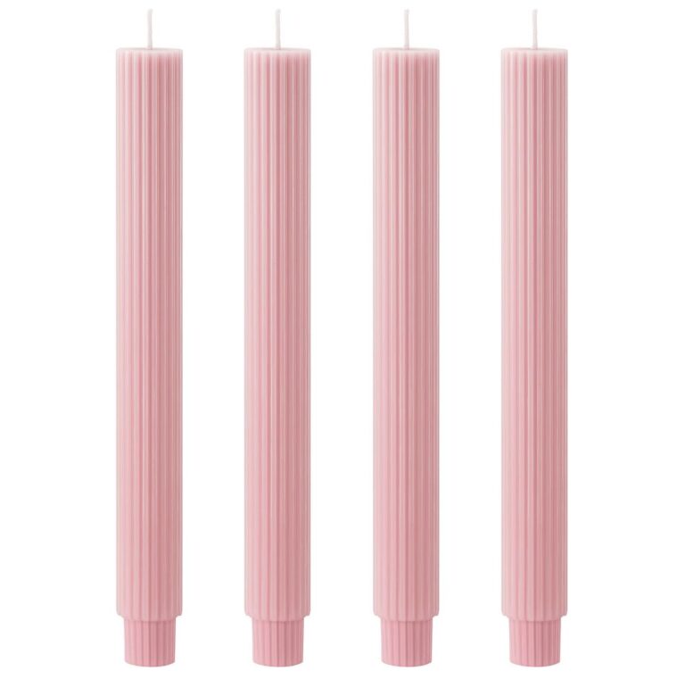 4 rosafarbene Lüsterkerzen, duftneutral