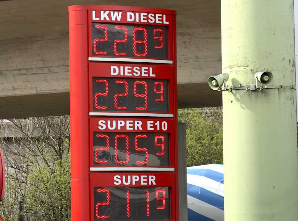Preistafel an der Tanke